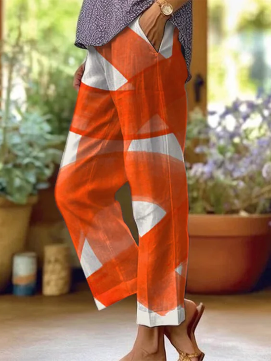 Women Abstract Long Pants Casual Spring/Fall Trousers