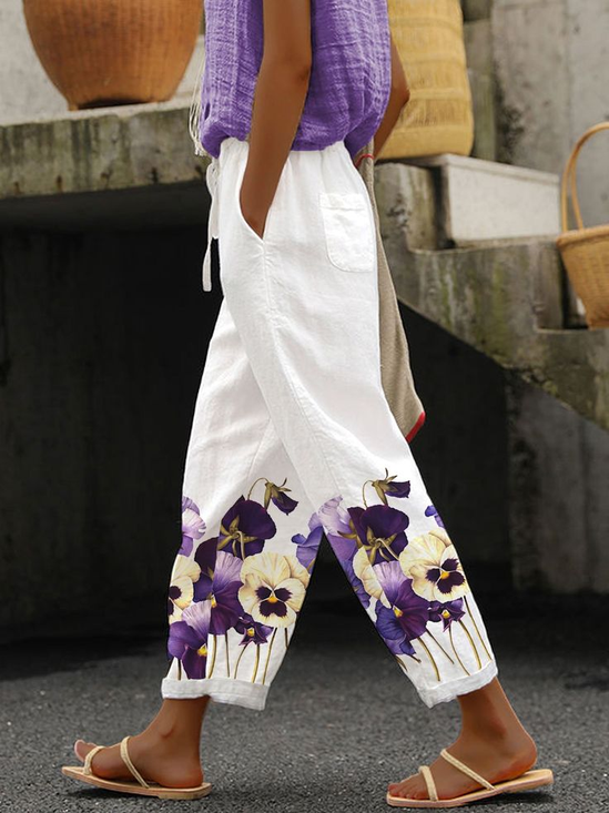 Women Floral Long Pants Casual Spring/Fall Trousers