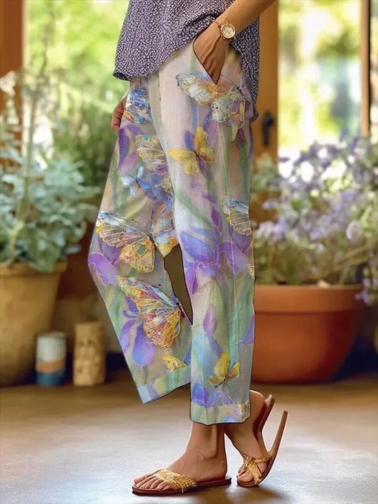 Women Floral Long Pants Casual Spring/Fall Trousers