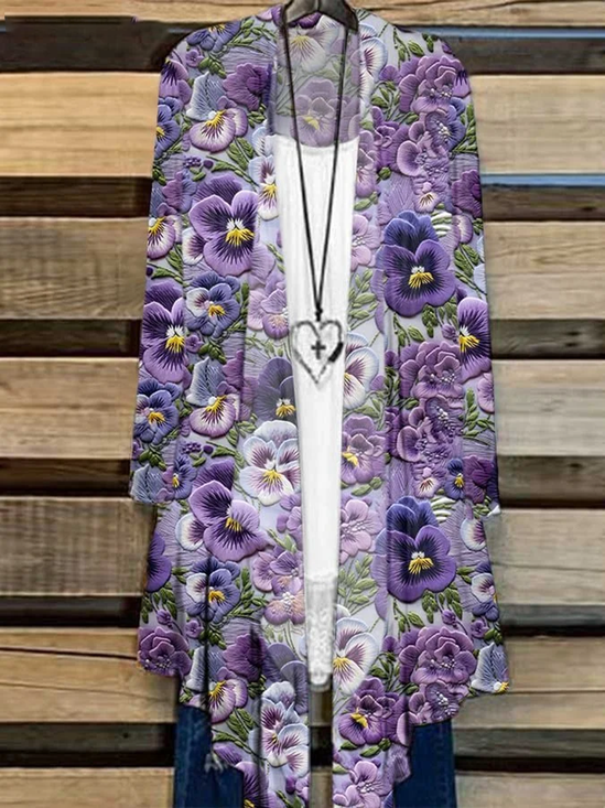 Women Floral Spring/Fall Cover-up Casual Lightweight Cardigan