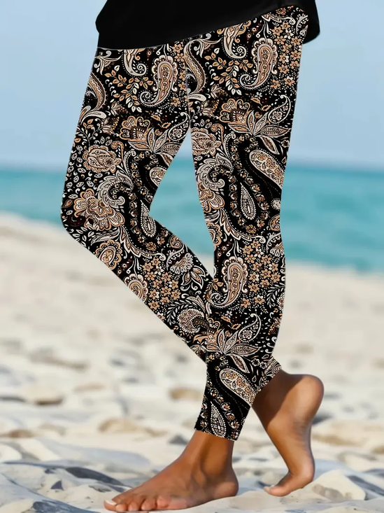 Women Floral Casual All Season Printing Long Leggings