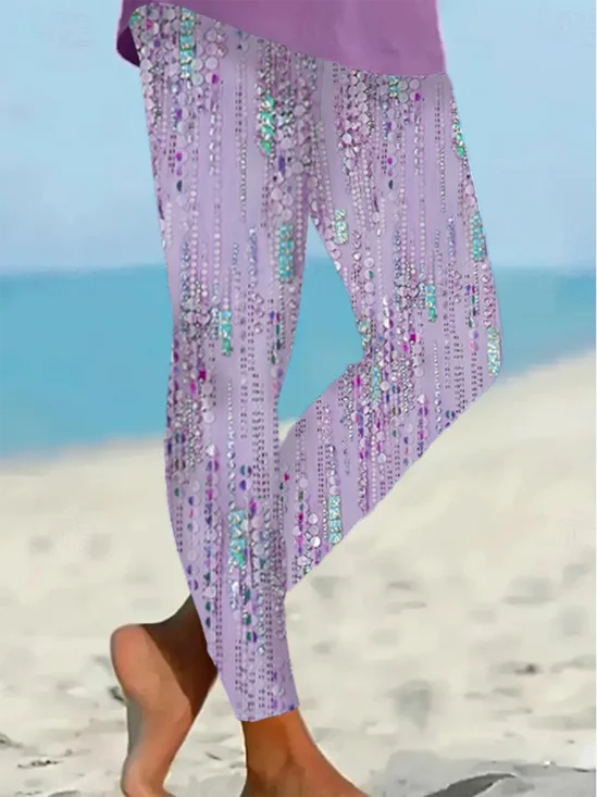 Women Abstract Casual All Season Printing Long Leggings