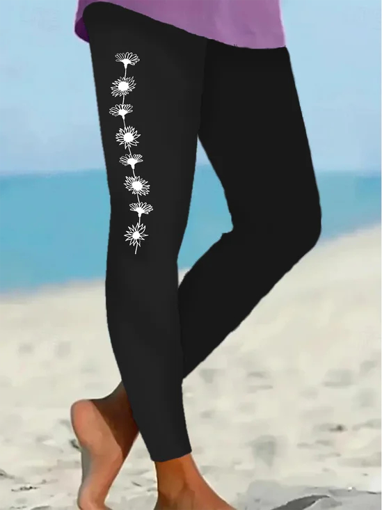 Women Floral Casual All Season Printing Long Leggings
