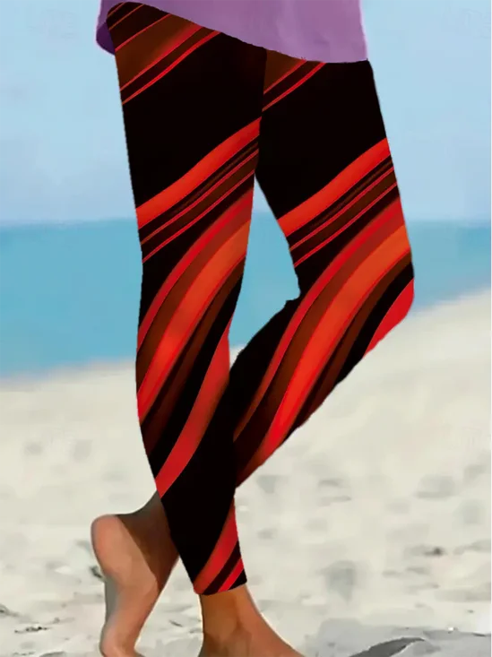 Women Abstract Casual All Season Printing Long Leggings