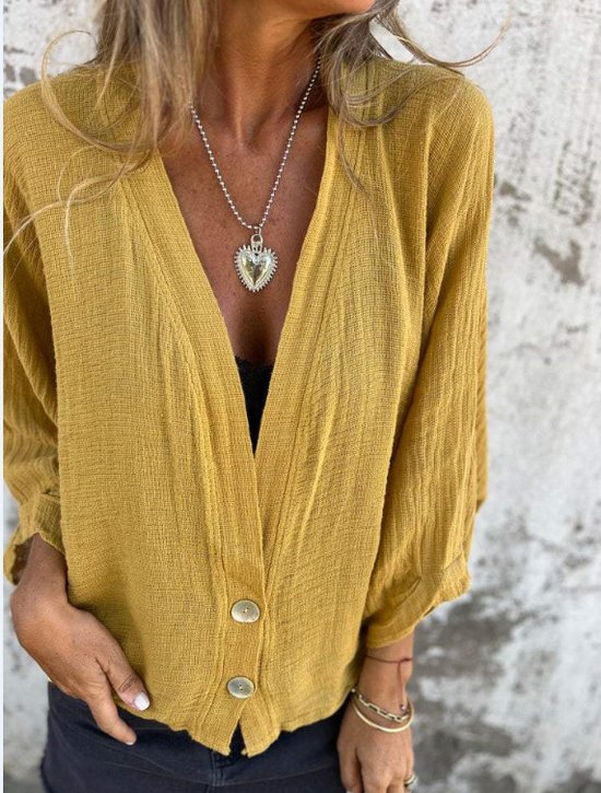 Women Plain Spring/Fall Cover-up Vintage Split Joint Lightweight Cardigan