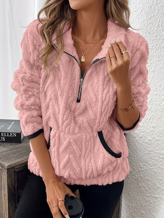 Women Plain V Neck Casual Spring/Fall Long Sleeve Sweatshirt