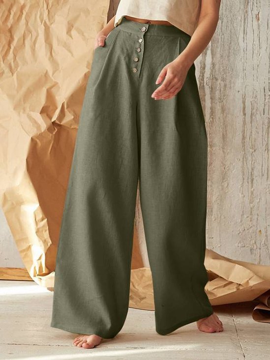 Women Plain Long Elastic Waist Pants Casual Spring/Fall Trousers
