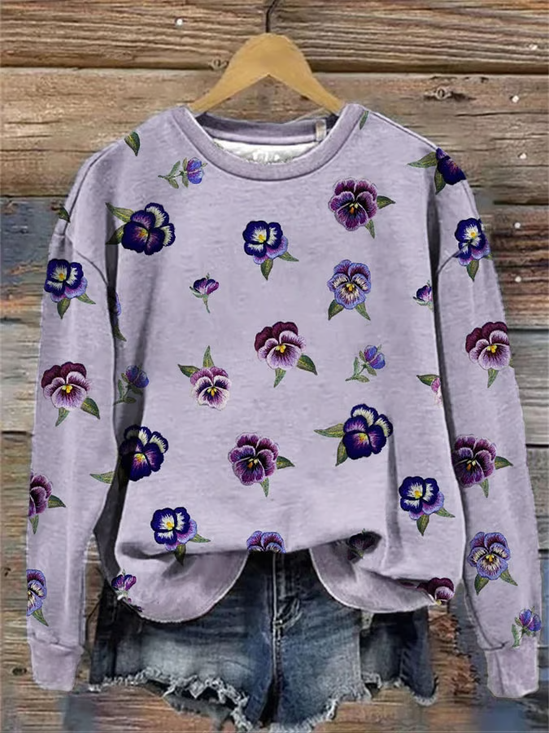 Women
                      Floral Crew Neck Printing Casual Spring/Fall Long
                      Sleeve Sweatshirt