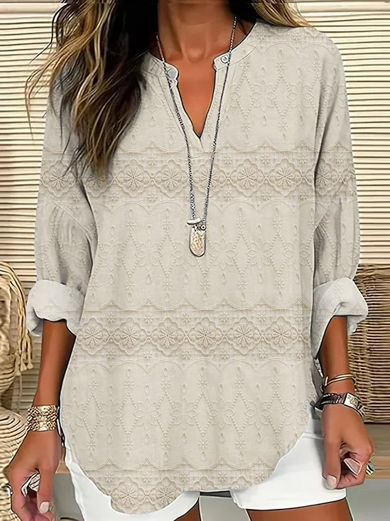 Women Floral Long Sleeve Blouse Spring/Fall Printing V Neck Daily Casual Top