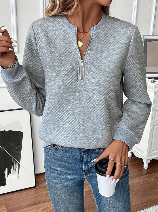 Women Plain V Neck Casual Spring/Fall Long Sleeve Sweatshirt