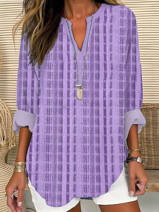 Women Abstract Long Sleeve Blouse Spring/Fall Printing V Neck Daily Casual Top