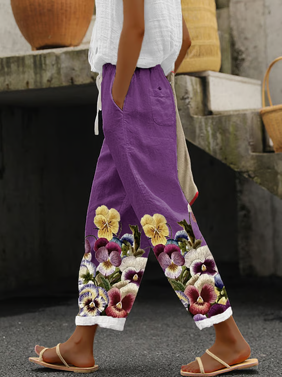Women Floral Ankle Pants Pants Casual Spring/Fall Trousers