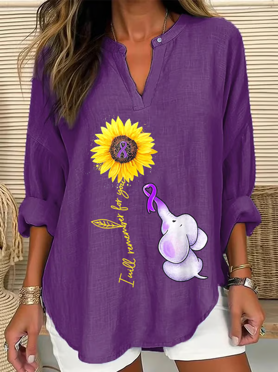 Women Text Letters Long Sleeve Blouse Spring/Fall Printing V Neck Daily Casual Top