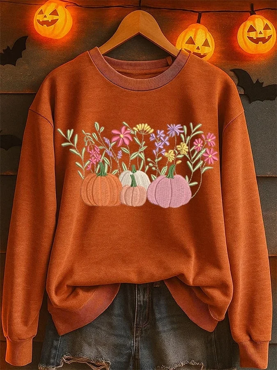Women Floral Crew Neck Printing Casual Spring/Fall Long Sleeve Sweatshirt