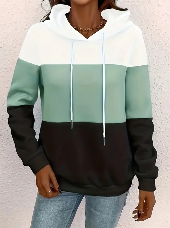 Women Multicolor Block Spring/Fall Printing Long Sleeve Casual Daily Hoodie