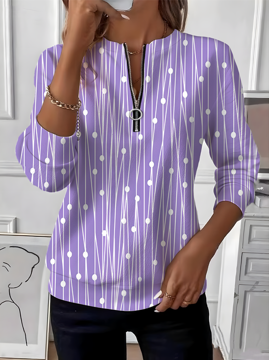 Women Geometric Crew Neck Vintage Spring/Fall Long Sleeve Sweatshirt