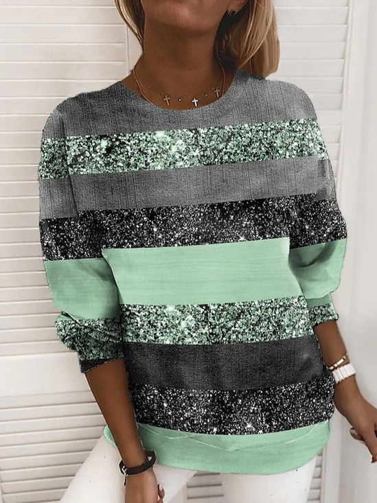 Women Abstract Crew Neck Printing Casual Spring/Fall Long Sleeve Sweatshirt