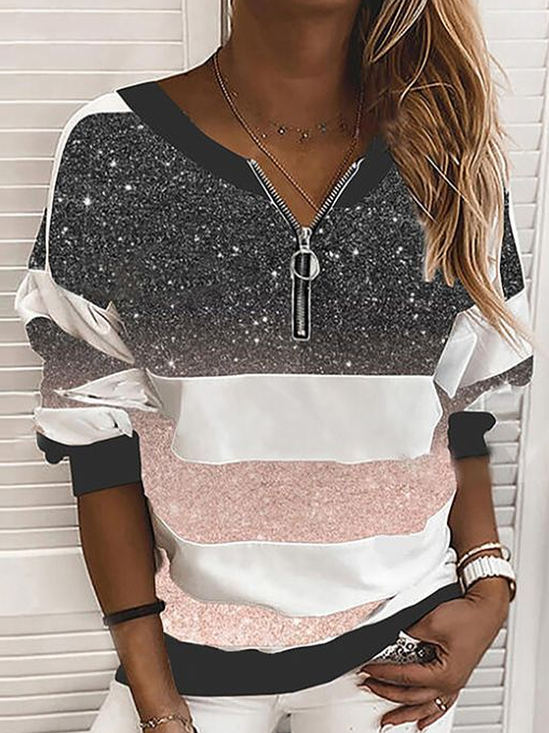Women Abstract Crew Neck Printing Casual Spring/Fall Long Sleeve Sweatshirt