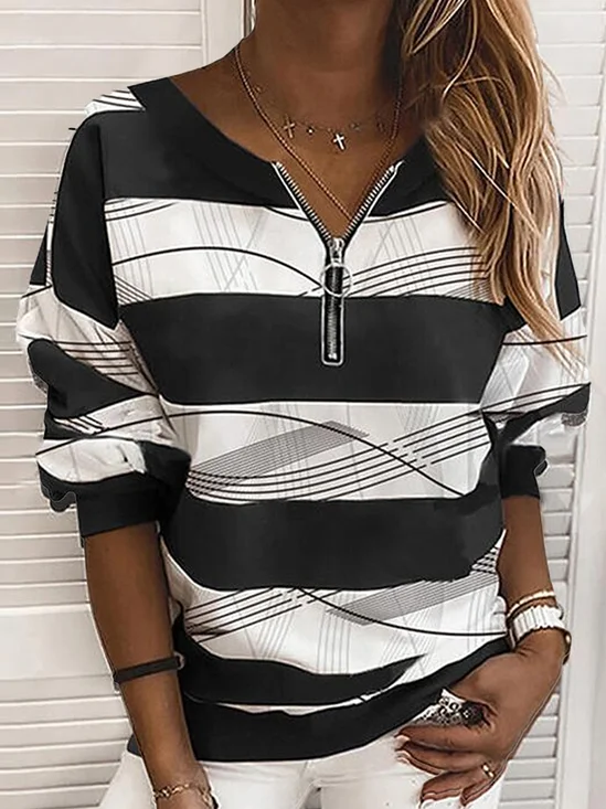 Women Abstract Crew Neck Printing Casual Spring/Fall Long Sleeve Sweatshirt