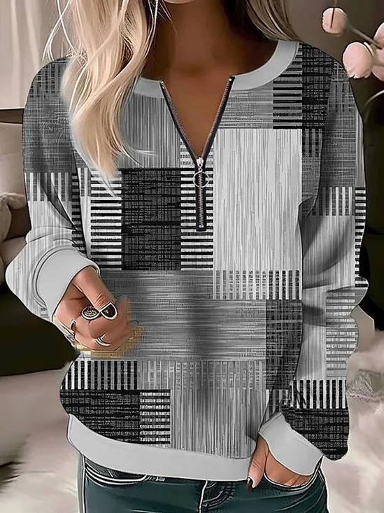 Women Abstract Crew Neck Printing Casual Spring/Fall Long Sleeve Sweatshirt