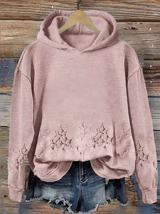 Women Floral Spring/Fall Printing Long Sleeve Casual Daily Hoodie