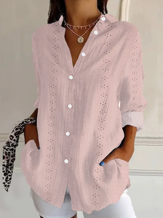 Women Abstract Long Sleeve Shirt Spring/Fall Buckle Shirt Collar Regular Sleeve Daily Casual Top