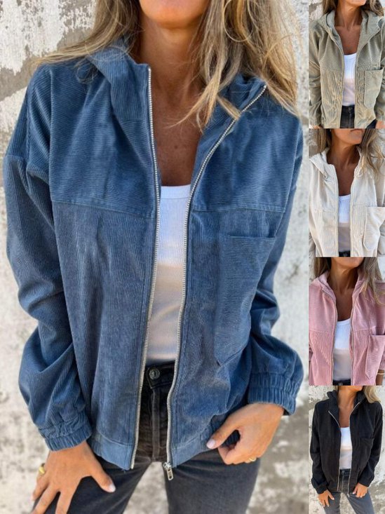 Women Spring/Fall Outerwear Vintage Split Joint Plain Long Sleeve Stand Collar Jacket