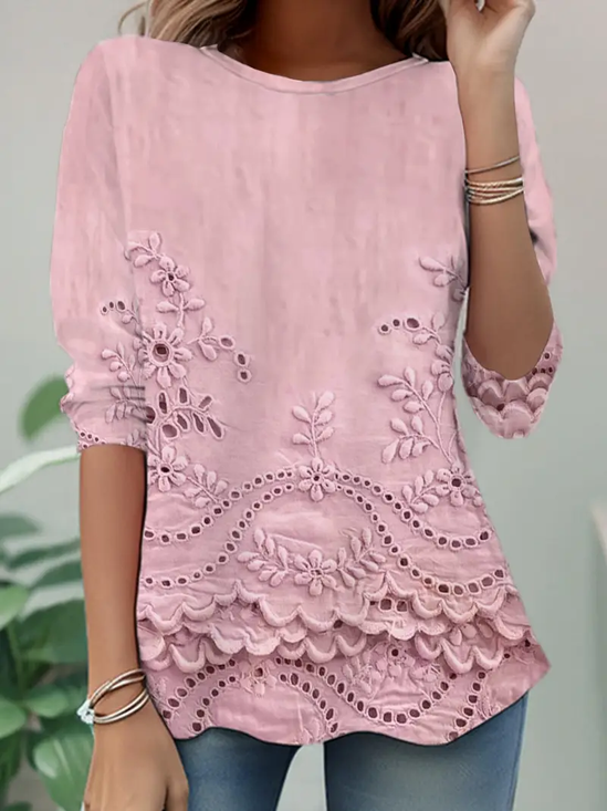 Women Floral Long Sleeve Tee T-shirt Crew Neck Printing Casual Spring/Fall Graphic Tee Top