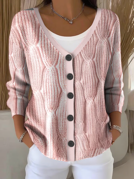 Women Abstract Casual Spring/Fall Printing Cardigan