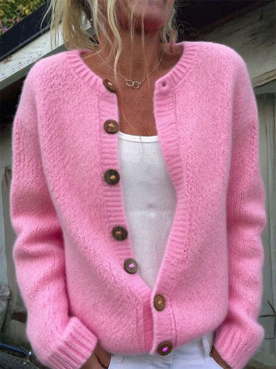 Women Plain Casual Spring/Fall Printing Cardigan