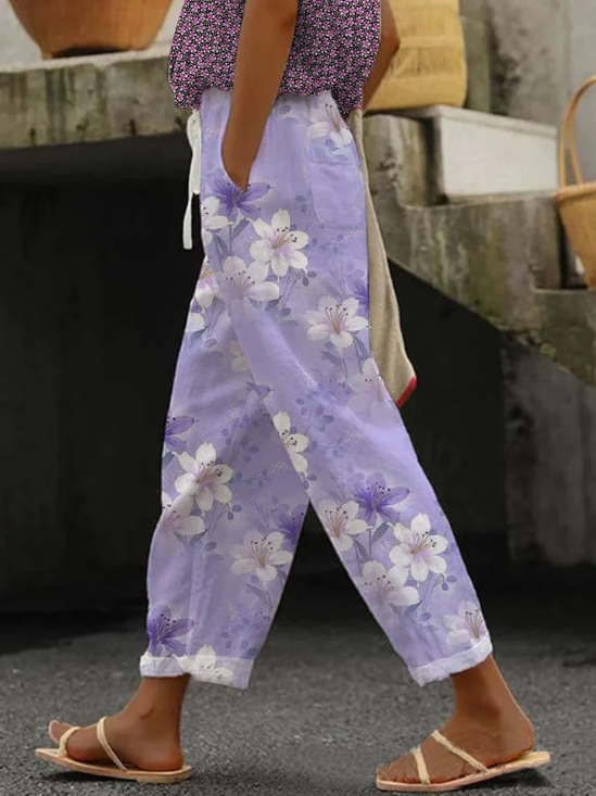 Women Floral Long Pants Casual Spring/Fall Trousers