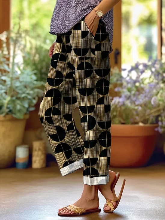 Women Geometric Long Pants Casual Spring/Fall Trousers