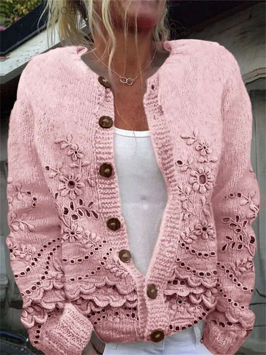 Women Floral Casual Spring/Fall Printing Cardigan