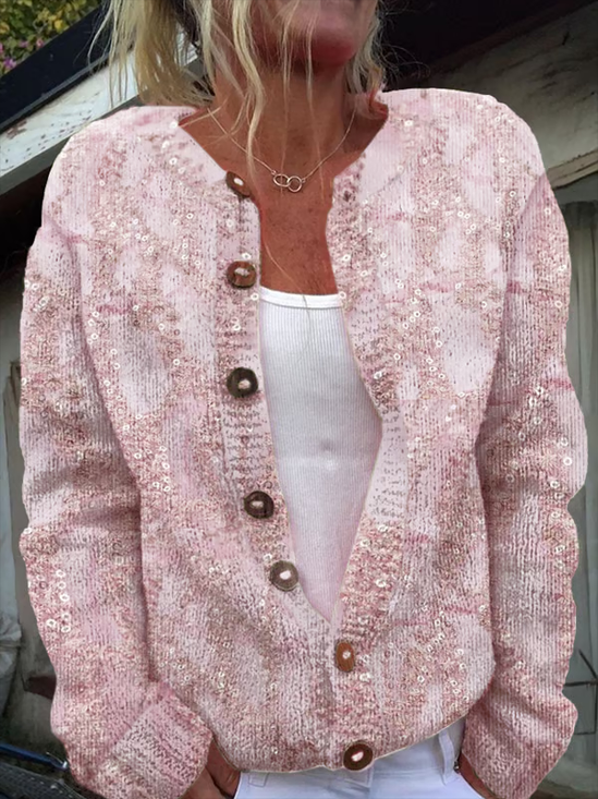 Women Abstract Casual Spring/Fall Printing Cardigan