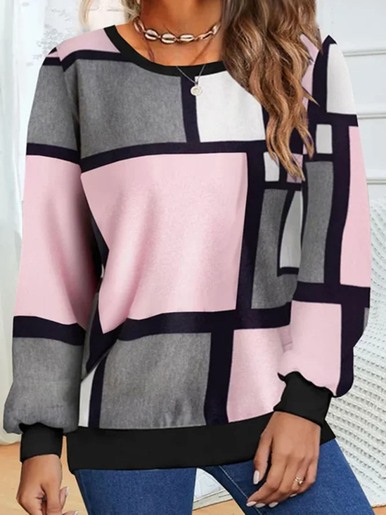 Women Abstract Crew Neck Printing Casual Spring/Fall Long Sleeve Sweatshirt