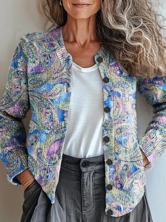 Women Floral Vintage Spring/Fall Printing Cardigan