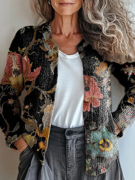Women Floral Vintage Spring/Fall Printing Cardigan