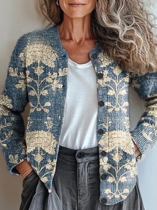 Women Floral Vintage Spring/Fall Printing Cardigan