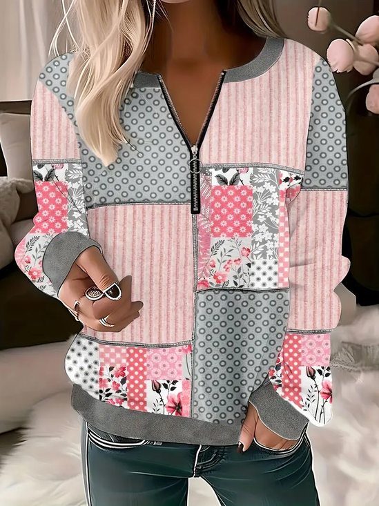 Women Floral Crew Neck Printing Casual Spring/Fall Long Sleeve Sweatshirt