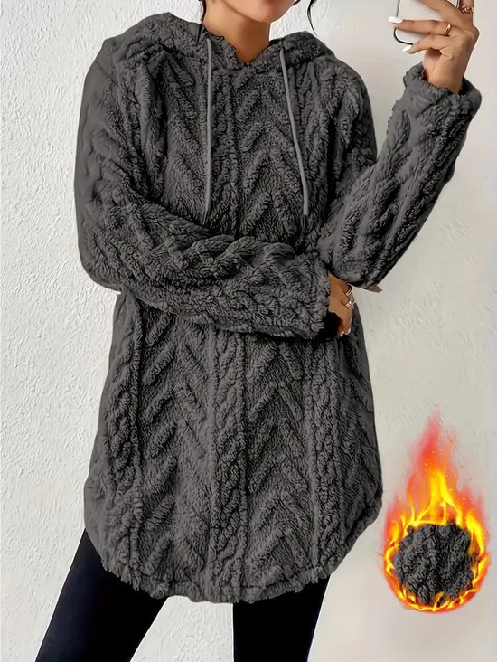 Women Plain Winter Long Sleeve Casual Daily Hoodie
