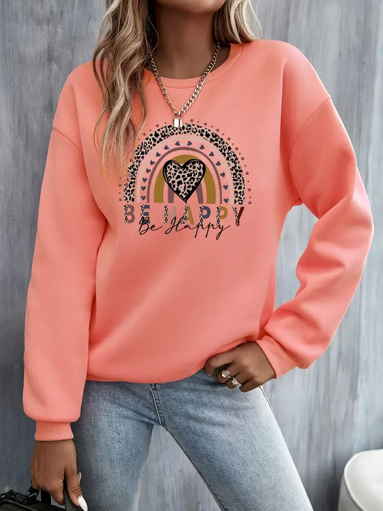 Women Heart/Cordate Crew Neck Printing Casual Spring/Fall Long Sleeve Sweatshirt