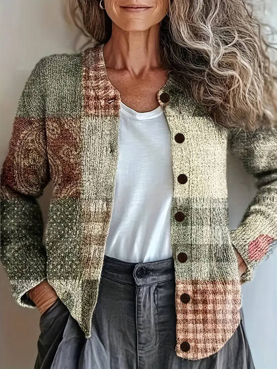 Women Abstract Vintage Spring/Fall Printing Cardigan