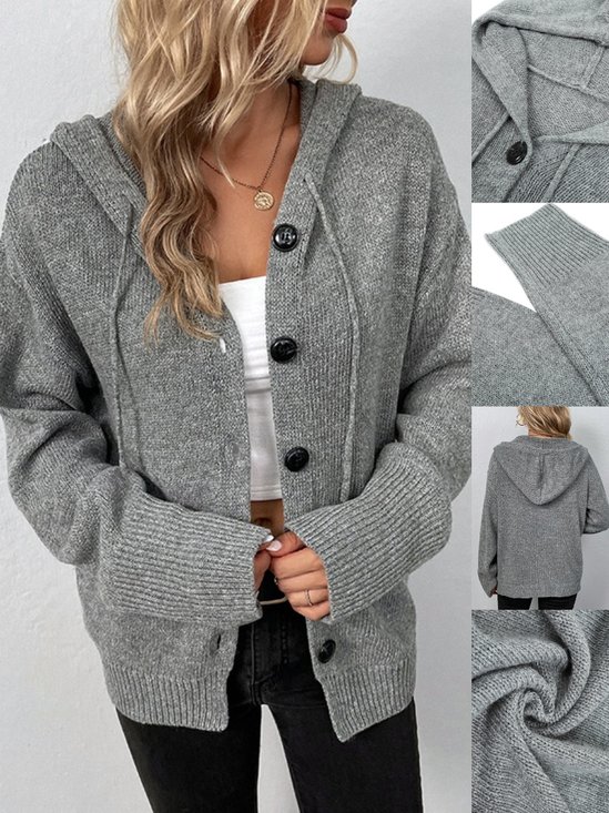 Women Plain Spring/Fall Cover-up Vintage Split Joint Lightweight Cardigan