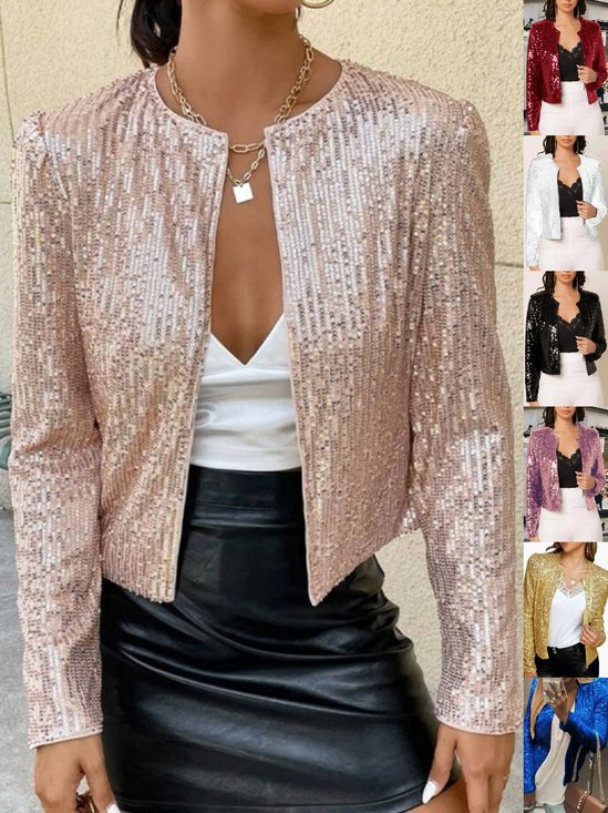 Women Spring/Fall Outerwear Vintage Split Joint Plain Long Sleeve Stand Collar Jacket