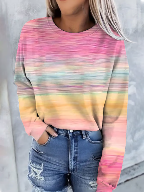 Women Abstract Crew Neck Printing Casual Spring/Fall Long Sleeve Sweatshirt