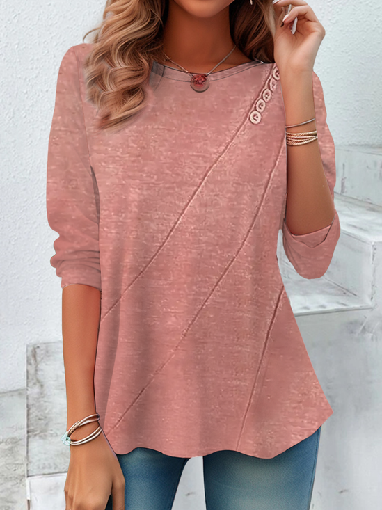 Women Abstract Long Sleeve Tee T-shirt Crew Neck Casual Spring/Fall Tunic Top