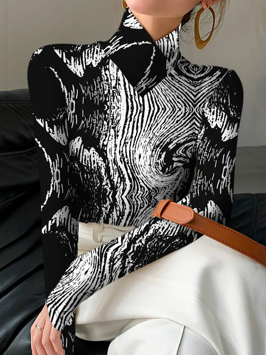 Women Abstract Long Sleeve Blouse Spring/Fall Printing Daily Casual Top