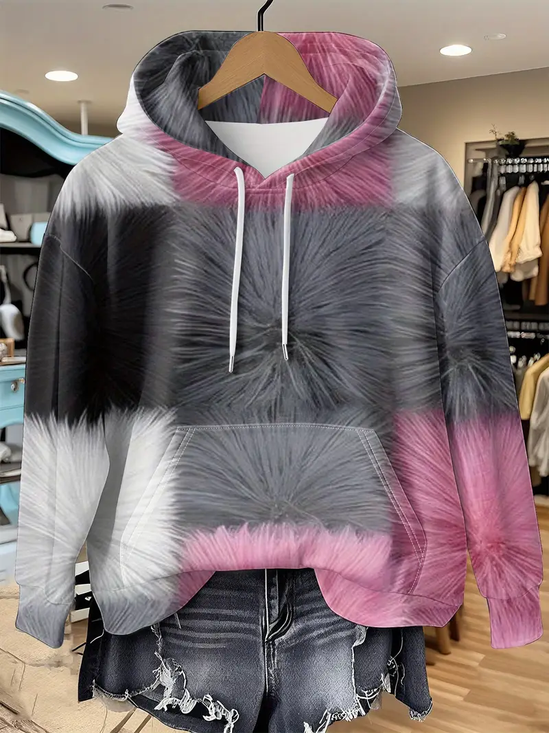 Women Abstract Spring/Fall Printing Long Sleeve Casual Daily Hoodie
