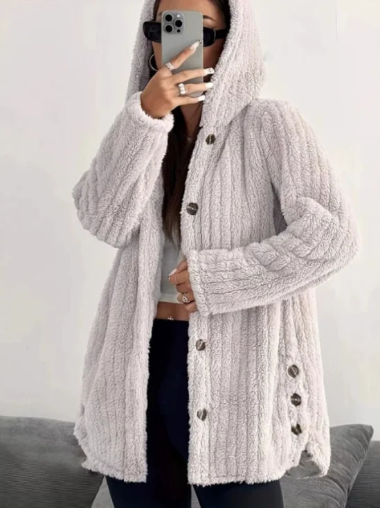 Women Spring/Fall Outerwear Casual Plain Long Sleeve Hoodie Jacket