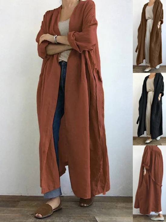 Women Plain Spring/Fall Cover-up Vintage Split Joint Lightweight Cardigan
